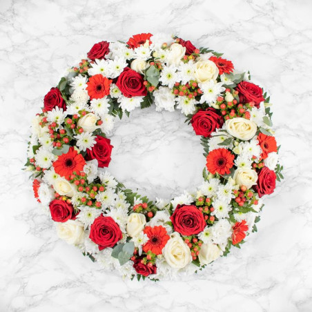 COURONNE DE FLEURS DEUIL PARIS - ROSES MÉMOIRE
